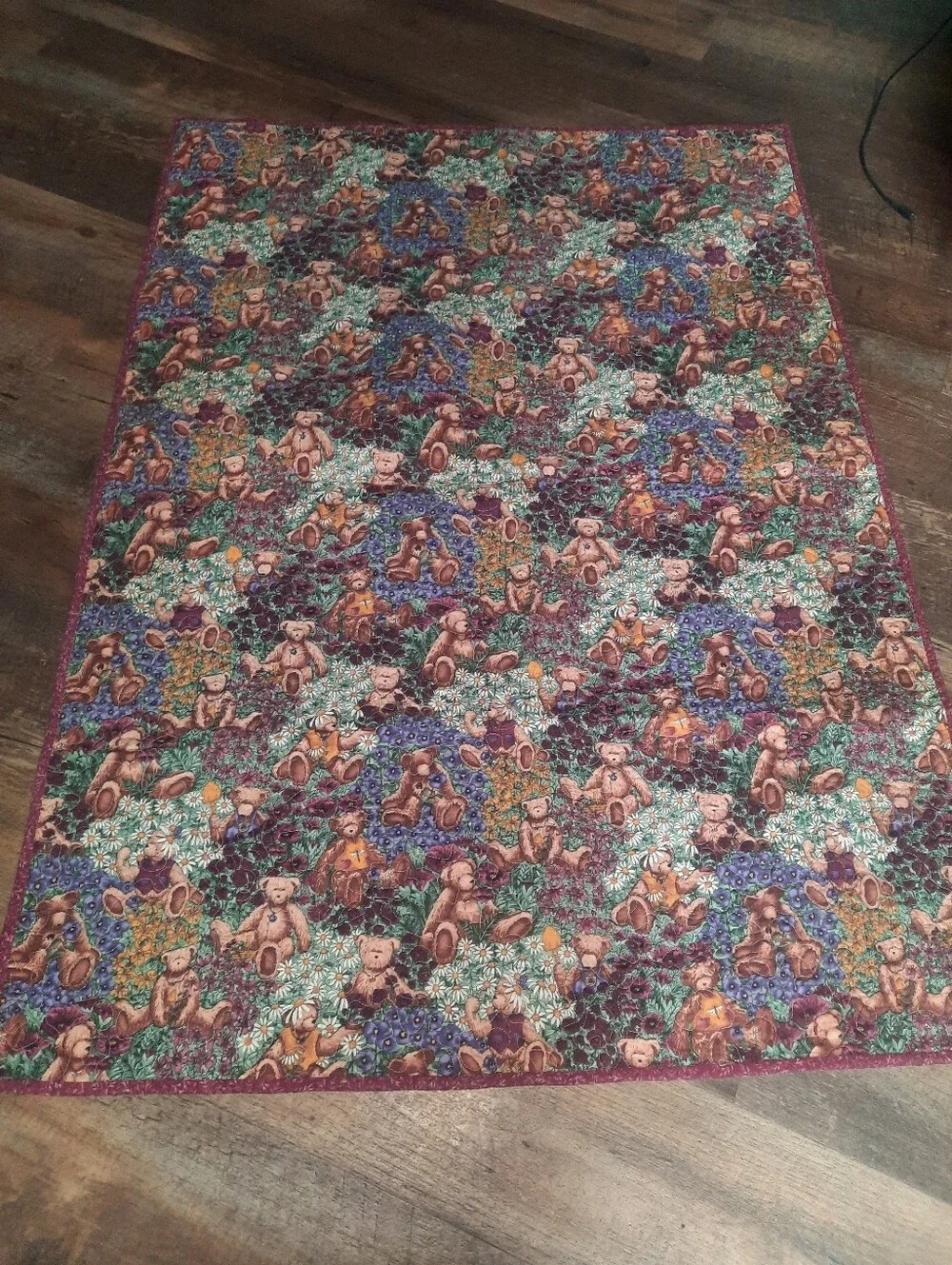 Floral Garden Party Small Teddy Bear Quilt- Daisy, Lily, Pansy, Poppy